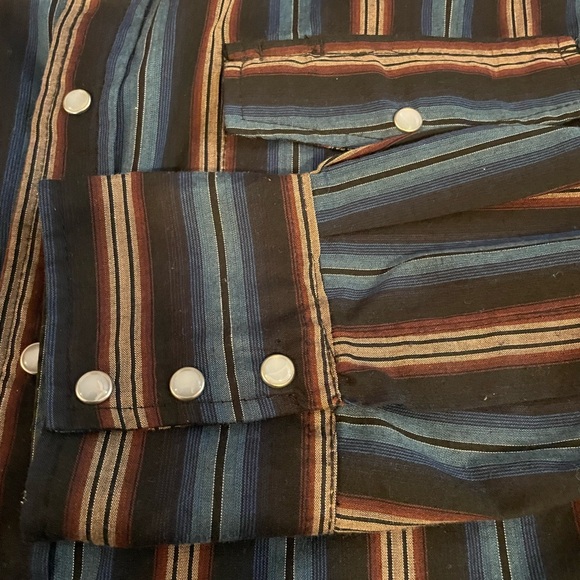 Bit & Bridle Shirt Mens 2XL Blue Red(burgundy)Western Plaid Pearl Snap‎ Pocket. - Picture 4 of 6